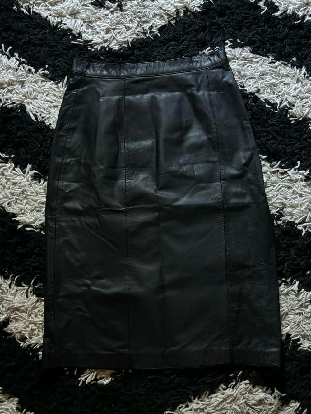 New York Classics Genuine Leather Black Pencil Skirt Women’s 7/8